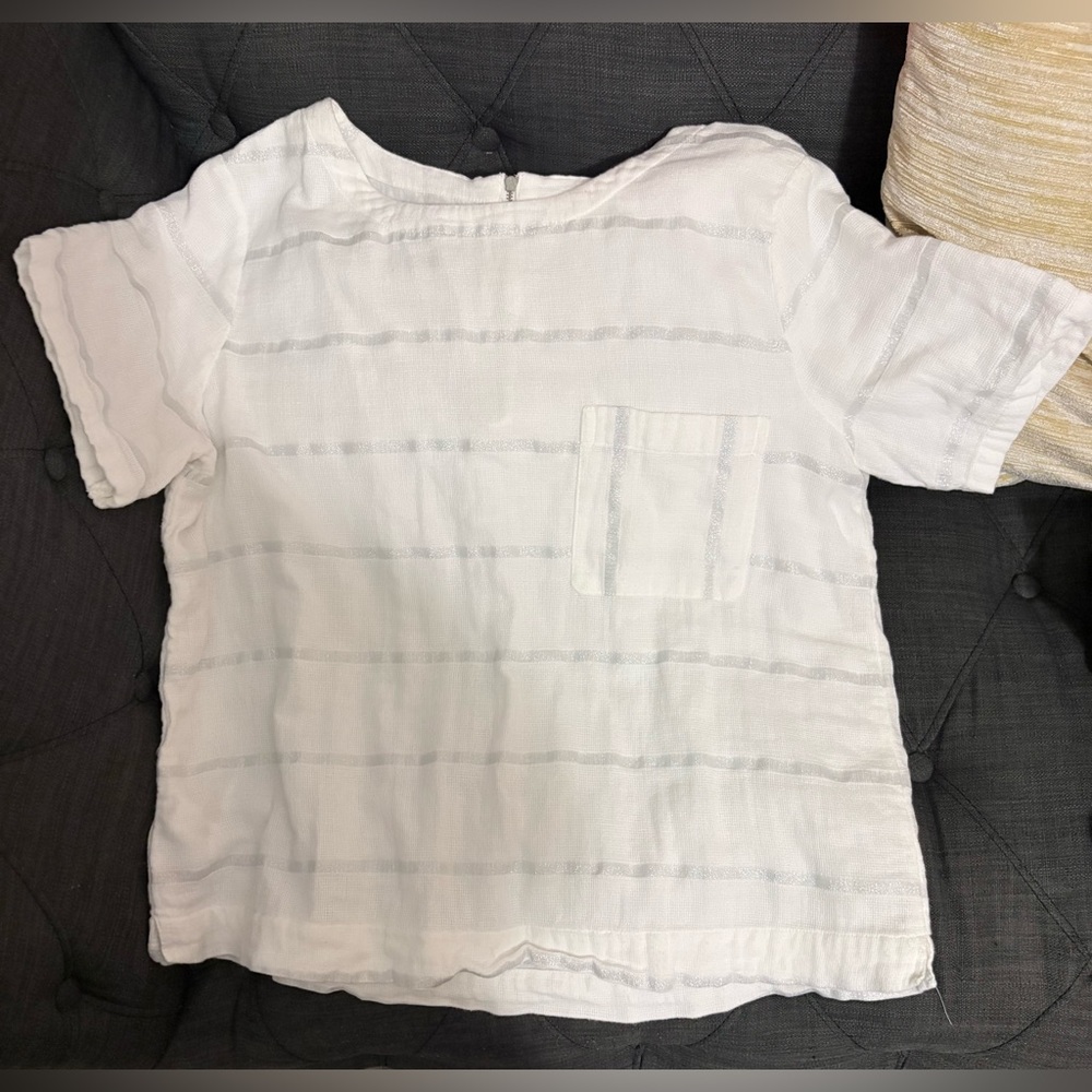 Lou & Grey White with silver Striped linen blouse